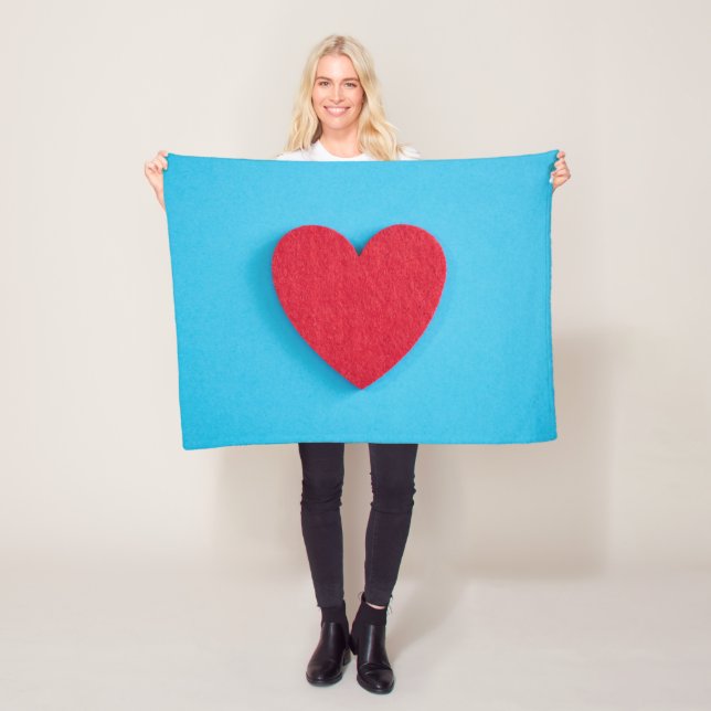 Red Love Heart Fleece Blanket (In Situ)