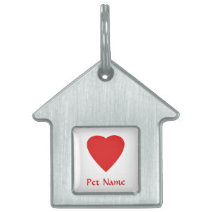 Red Love Heart. Pet Name Tag