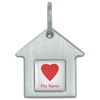 Red Love Heart. Pet Name Tag