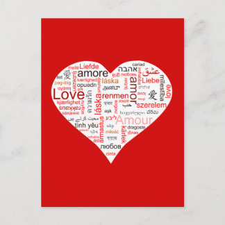 Red Love Heart Typography Postcard