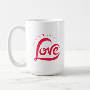 Red Love Heart Valentines Day Coffee Mug