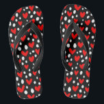 Red Love Heart Valentine's Day Romantic Pattern Jandals<br><div class="desc">This modern romantic design features a pattern of red love hearts and white dots on a black background.</div>