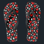 Red Love Heart Valentine's Day Romantic Pattern Jandals<br><div class="desc">This modern romantic design features a pattern of red love hearts and white dots on a black background.</div>