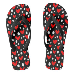 Red Love Heart Valentine's Day Romantic Pattern Jandals