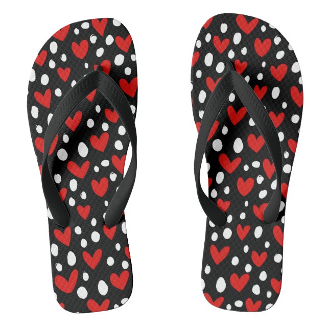 Red Love Heart Valentine's Day Romantic Pattern Jandals (Footbed)