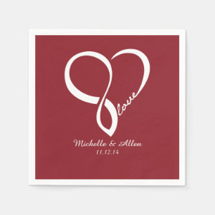 Red Love Heart Wedding Party Paper Napkins Set
