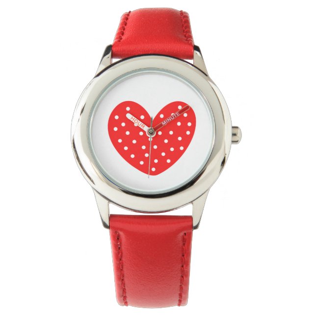 Red Love Heart, White Background  Watch (Front)