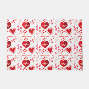Red love hearts and arrow, Happy Valentine's Day   Doormat