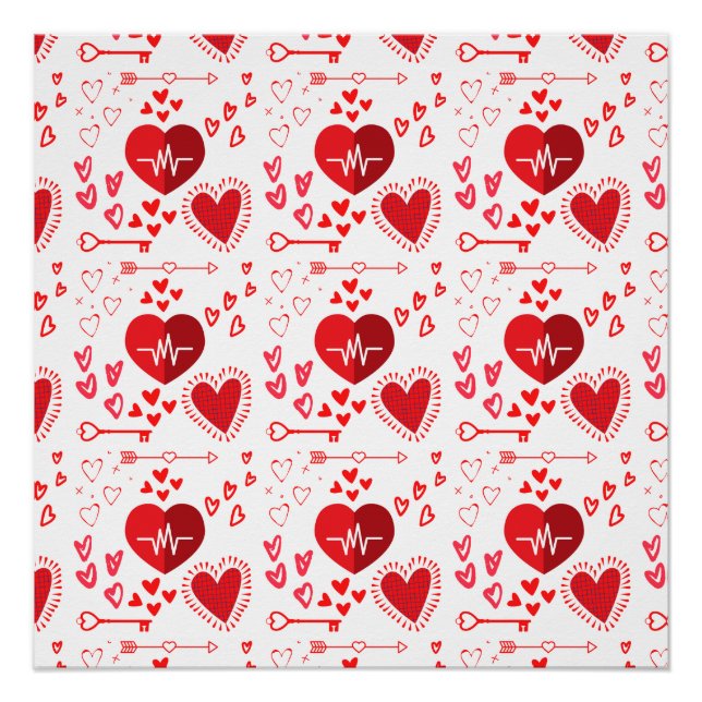 Red love hearts and arrow  poster (Front)