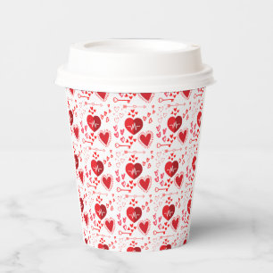 Red love hearts and honey paper cups