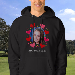 Red Love Hearts Custom Photo Text Personalised Hoodie