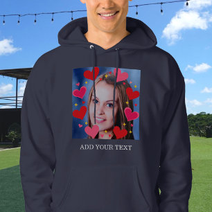 Red Love Hearts Custom Photo Text Personalized Hoodie