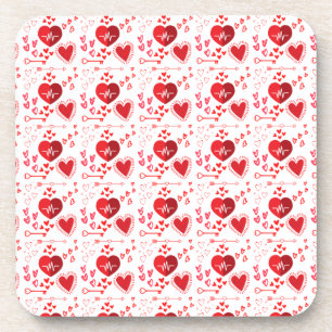 Red love hearts cute coaster