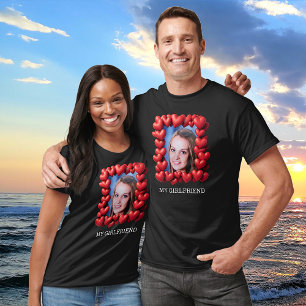 Red Love Hearts Framed Photo Text Personalised T-Shirt