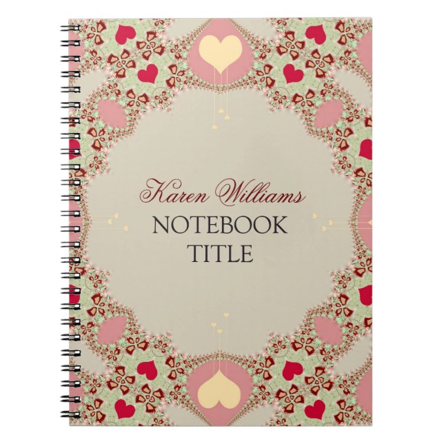 Red Love Hearts Pastel Lace Notebook (Front)