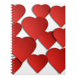 Red Love Hearts Spiral Notebook