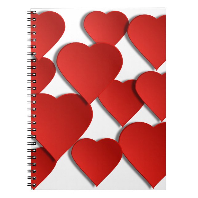 Red Love Hearts Spiral Notebook (Front)