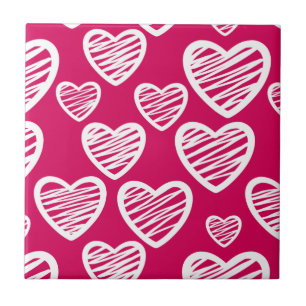 Red Love hearts Tile