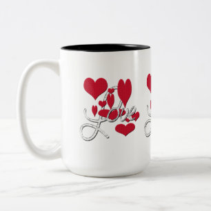 Red Love Hearts Two-Tone Coffee Mug