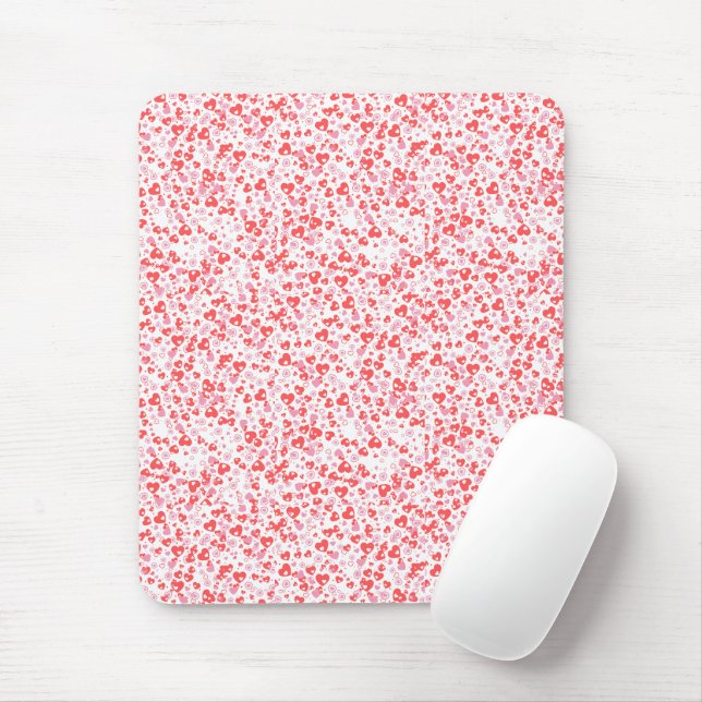 Red Love Hearts – Valentine Collection Mouse Pad (With Mouse)