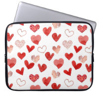 Red love hearts, watercolor pattern.