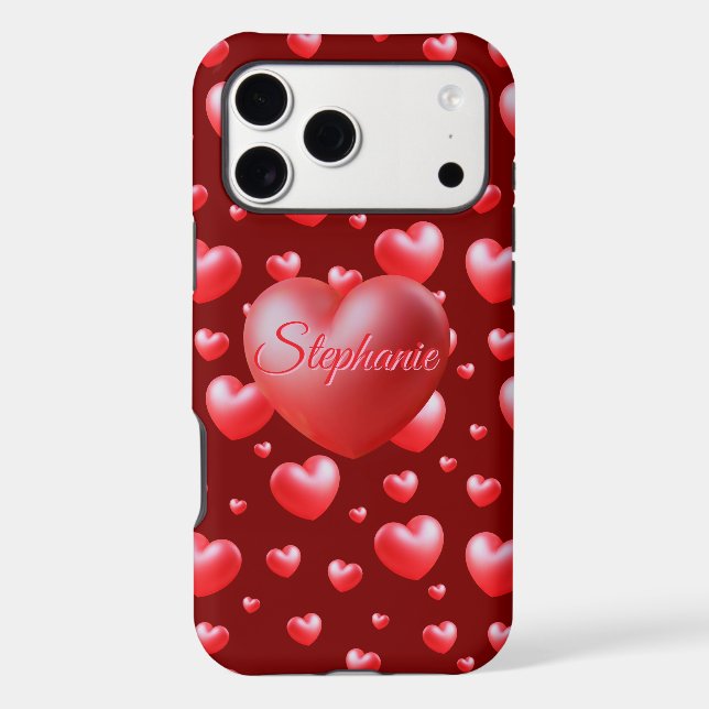 Red Love Hearts With Name  (Back)