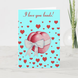 red love hearts with white bow romantic card