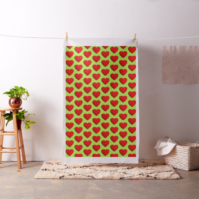 RED LOVE HEARTS + your background & ideas Fabric (In Situ)