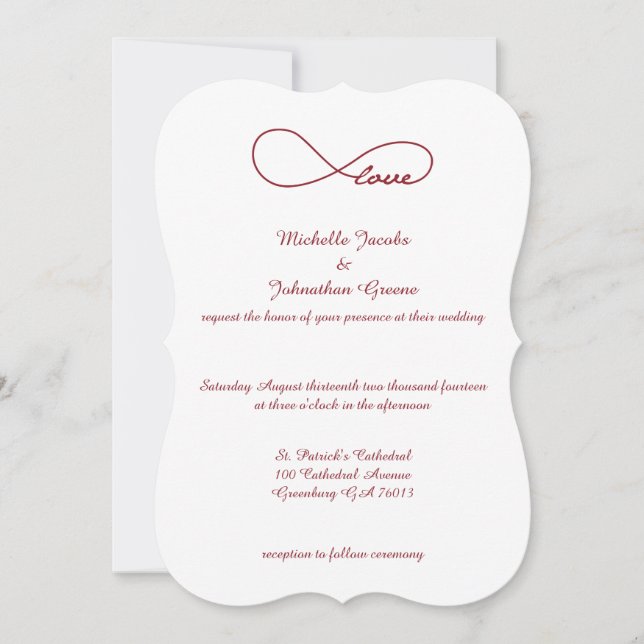 Red Love Infinity Wedding Invitations (Front)