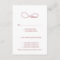 Red Love Infinity Wedding RSVP Cards