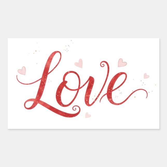 Red Love Lettering with Hearts Art Sticker (Front)