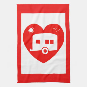 Red Love My Caravan Fun Caravan Kitchenware Tea Towel