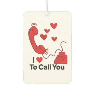 Red Love Phone – Cute Retro Call Illustration Car Air Freshener