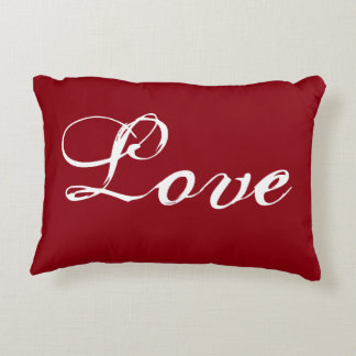 Red "Love" Pillow with Damask Back