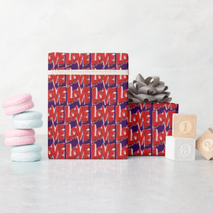 Red LOVE print Valentines Day Love Wrapping Paper