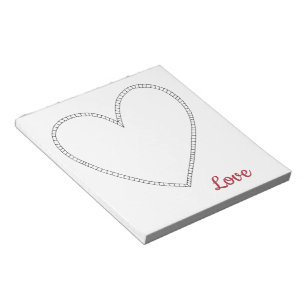 Red Love White Heart Notepad