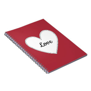 Red Love with White Heart Notebook