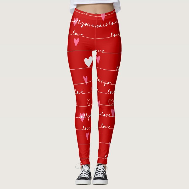 red love you leggings (Front)