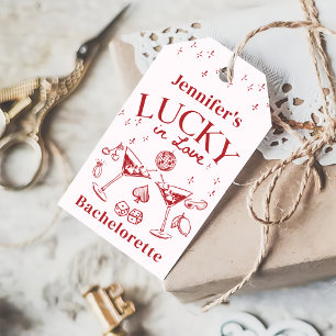 Red Lucky In Love Cocktail Bachelorette Party Gift Tags