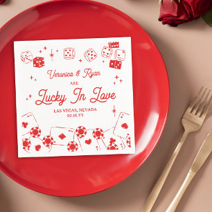 Red Lucky In Love Dice Engagement Wedding Napkin