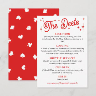 Red Lucky In Love Poker Suites Wedding Details Enclosure Card