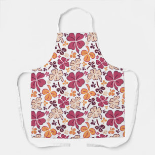 Red Lucky Shamrocks Clover St. Patrick`s Day Apro Apron