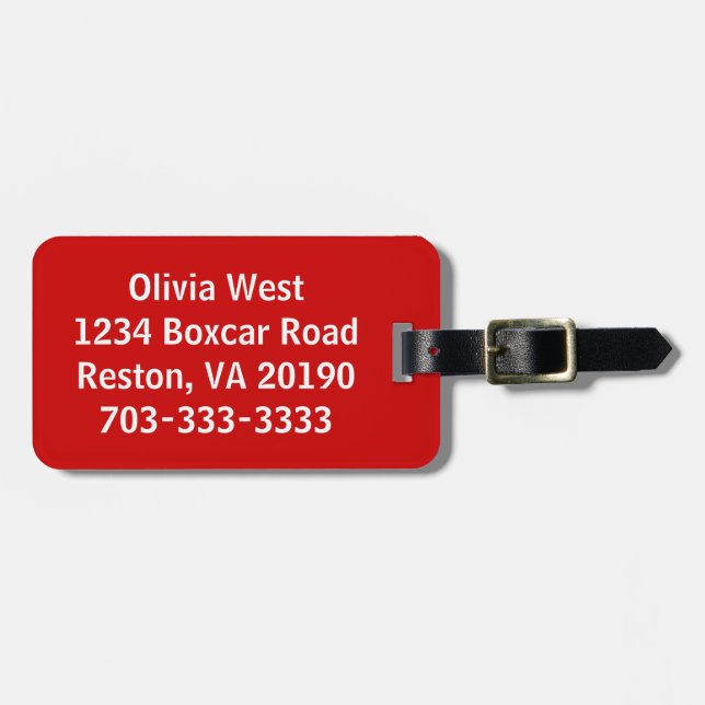 Red Luggage Bag Tag (Front Horizontal)