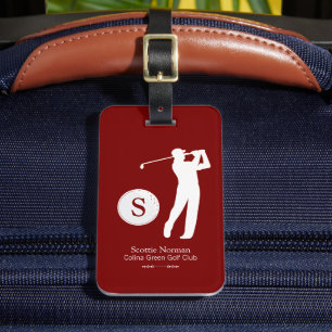 Red Luggage Tag for a Golfer Man