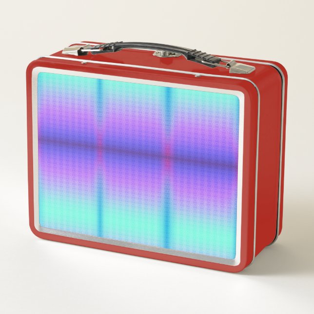 Red lunchbox featuring a colourful (Back)