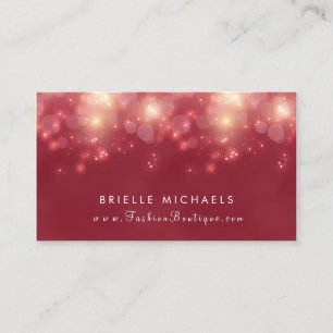 Red Luxe Bokeh Sparkle Elegant Boutique Business Card