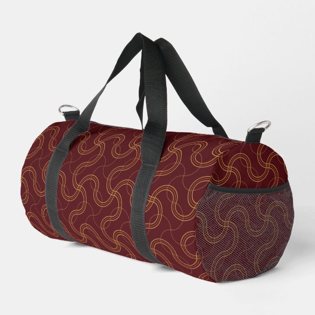 Red Luxurious Wavy Stripes Pattern Duffle Bag (Right Corner)