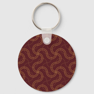 Red Luxurious Wavy Stripes Pattern Key Ring