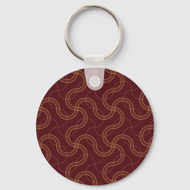 Red Luxurious Wavy Stripes Pattern Key Ring (Back)