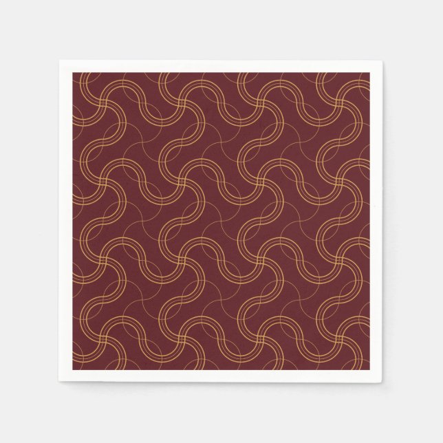 Red Luxurious Wavy Stripes Pattern Napkin (Front)